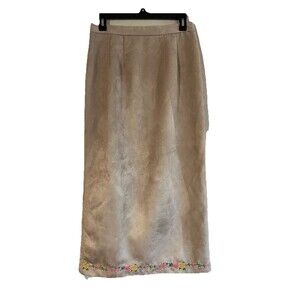 Vintage Embroidered ST. ANTHONY COLLECTION Faux Suede Long Pencil Skirt, Size 8